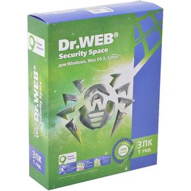  ПО Dr.Web Security Space (КЗ), 3 ПК/1 год. Лицензия, DVD, коробка (BHW-B-12M-3-A3) 