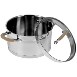  Кастрюля LARA LR02-343 (нерж) серия <Берлин> 4,4л 22x12см капс.дно, шкала, силик.накл, крыш.-дуршлаг 