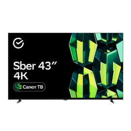  43" Телевизор Sber SDX 43U4124 черный 3840x2160, 4K Ultra HD, 60 Гц, Wi-Fi, Smart TV, Салют ТВ 