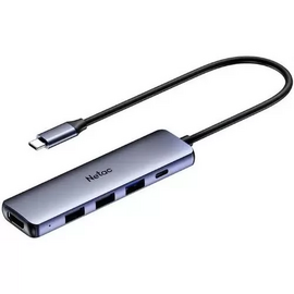  USB-концентратор Netac WF14 .(NT08WF14-30GR), 6in1 Type-C to 3xUSB3.0 + 1xHDMI( 4k/30Hz) + microSD + SD 