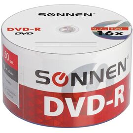  Диск DVD-R SONNEN 512574, 4,7Gb 16x Bulk (термоусадка без шпиля) 50шт 