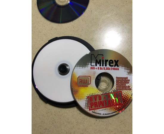  Диск DVD+R Mirex 8.5 Gb, 8x, Cake Box (10), Ink Printable, Dual Layer 
