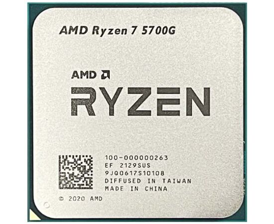  Процессор AMD Ryzen 7 5700G 100-000000263 3.8GHz, 8 cores, 16 threads, 16MB L3, 65W, AM4, 7nm, Radeon Graphics 