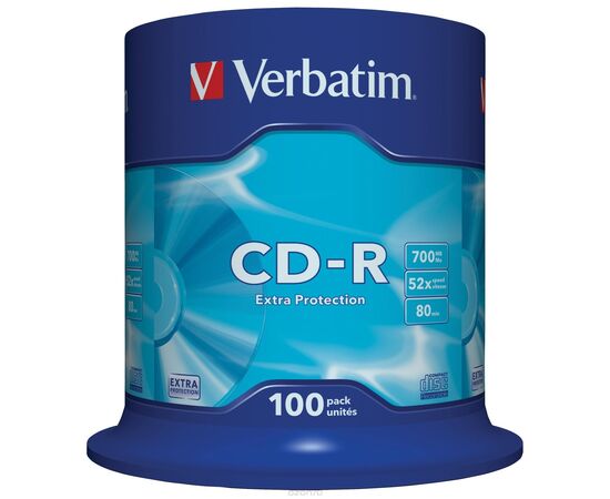  Диск CD-R Verbatim 700Mb 52x Cake Box (100шт) (43411) 
