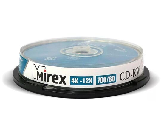  Диск CD-RW Mirex 700 Mb, (203384) 12х, Cake Box (10) 