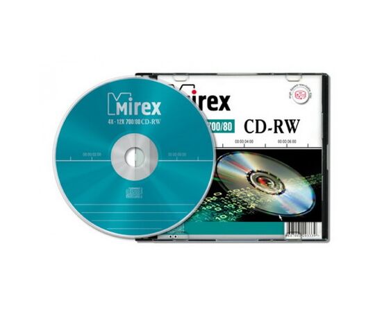  Диск CD-RW Mirex 700 Mb, (202318) 12х, Slim Case (1) (UL121002A8S) 