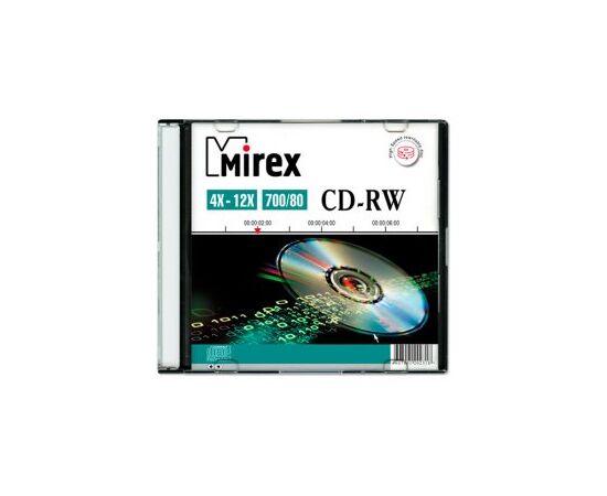  Диск CD-RW Mirex 700 Mb, (202318) 12х, Slim Case (1) (UL121002A8S) 
