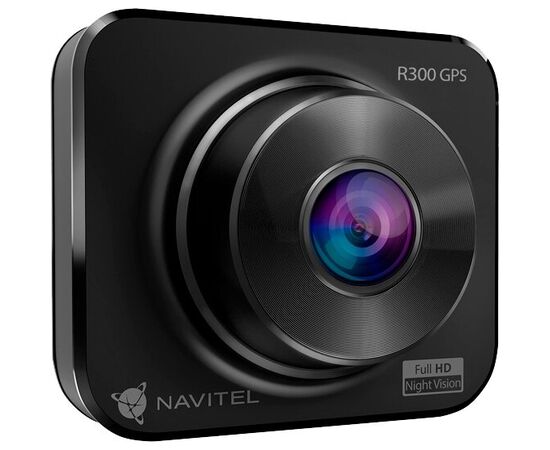  DVR Navitel R300 GPS, 1920x1080p/30 fps, 140°, MOV (H.264), LCD 2", GPS, G-sensor, микрофон, USB, microSD (до 64 GB), акб 120мАч, MSC8336, GC2053 