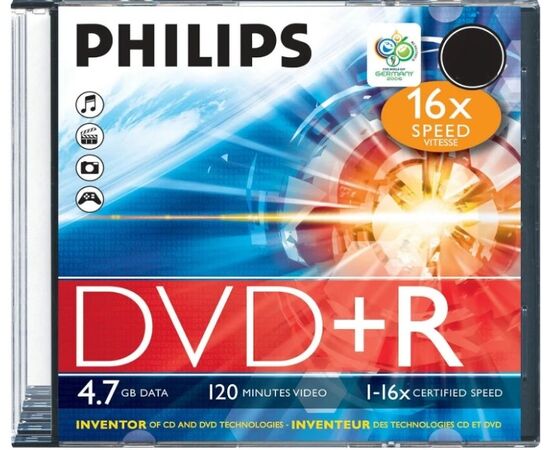  Диск DVD+R Philips DR4S6S01F/97 4.7Gb, 16x, Slim Case (1) 