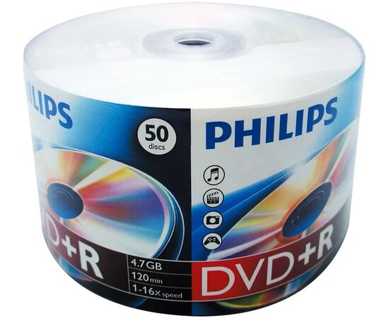 Диск DVD+R Philips DR4S6U50F/97 4.7 Gb, Bulk 50 