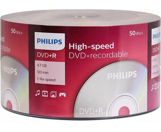  Диск DVD+R Philips DR4S6U50F/97 4.7 Gb, Bulk 50 