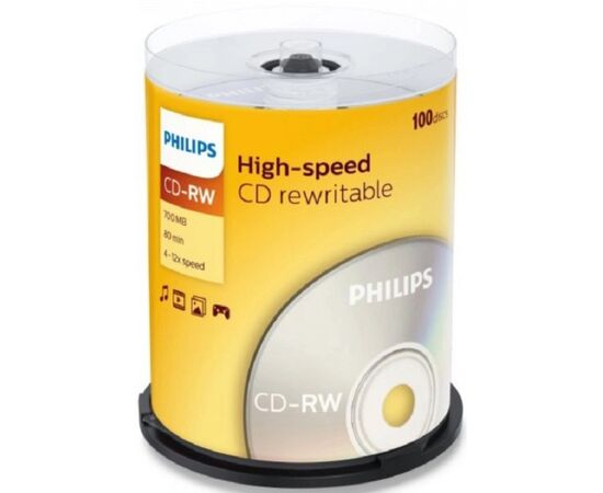  Диск CD-RW Philips CW7D2NB00/97 700Mb, 12х, Cake Box (100) 