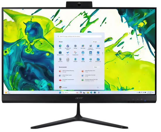  Моноблок Acer Aspire C27B-GARL (DQ.BT0CD.002) Full HD Core Ultra 5 225U (1.3) 16Gb SSD512Gb Graphics Eshell GbitEth WiFi BT клавиатура мышь Cam черный 