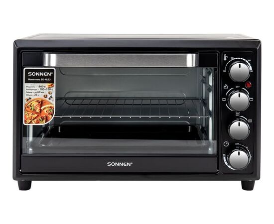  Мини-печь SONNEN EO-HL33 (458305) 1800Вт, 33л, 3 режима нагрева, таймер, механическое управление, черная 