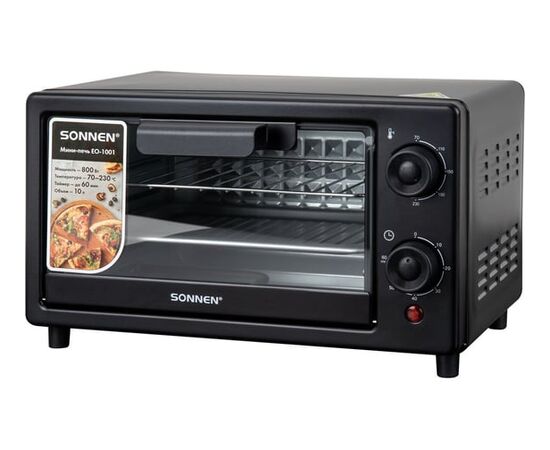  Мини-печь SONNEN EO-1001 (458308) 800Вт, 10л, таймер, нагрев до 230 °C, черная 